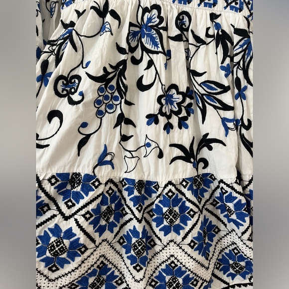Anthropologie | Sweetheart Embroidered White and Blue Mini Dress - Picture 9 of 9